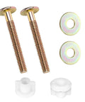 Universal Toilet Seat Screws Replacement Kit With Premium Steel Bolts, Metal Washers And Plastic Nuts, Easy Tightening Toilet Lid Screws For A Secure Fit StLiSuYmx 2 Pack Set with steel bolts, washers, and nuts displayed
