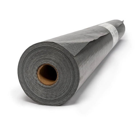 Heavy Duty Synthetic Roof Underlayment Waterproof Felt Alternative With Bold Preprinted Nailing Lines rolled view showing gray surface.
