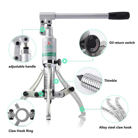 Heavy Duty Hydraulic Gear Puller Kit Bearing Separator Automotive Axles Pulleys Brake Drums 19 6 Inch Max Opening For Pros Wanting Rock Solid Blast Through Gears Fast Works Great Hub Rotor Repair Home Garages Saves Money On Parts Needed Daily Work, adjustable handle and alloy steel claw hook