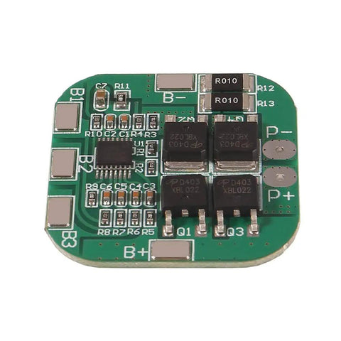 Heavy Duty 4S 20A 14.8V Lithium Ion 18650 Battery Management System Board, 35x35mm with S-8254AA chip and MOS switches.