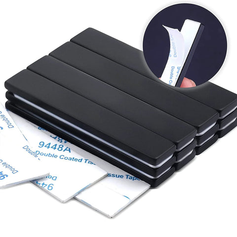 MIKEDE 20-pack magnet bars, extra-strong neodymium magnets with black epoxy and double-sided adhesive, 60 x 10 x 3 mm