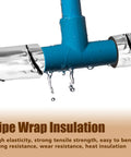 Six Pack Pipe Insulation Foam Tubes With Spiral Aluminum Foil Wrap Waterproof Outdoor Pipe Covers on blue pipe showing drip resistance