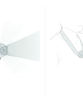 Compact 350 Lumen Headlamp with Red Night Vision worn around neck showing adjustable tilt and light beam
