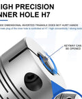 High Performance Parallel Line Coupling For 3D Printers Motor Shaft With Groove Design Aluminum Alloy Encoder Connection D19L25 showing inner hole H7 design.
