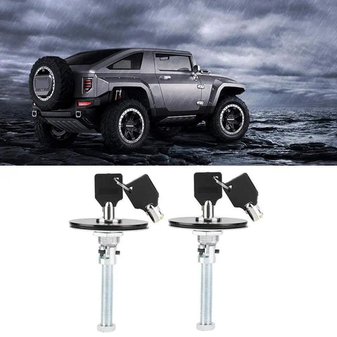 Dual Universal Car Hood Lock Pins Kit Aluminum Alloy Hood Latch Safety Pins For Engine Bay Security Black 2 Pack, SUV background
