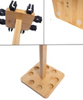 Eight Rod Floor Stand For Fishing Poles Bamboo Base Storage Rack with soft ring protectors visible, top and base details