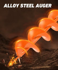 Close-up of 63cc Gas Powered Post Hole Digger Auger Drill With 8 Inch Drill Bits, Alloy Steel Auger Digging in Soil