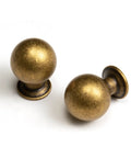 Antique Brass Cabinet Knobs Set of 2 for Cabinets and Drawers Vintage Retro Dope Hardware Handles, spherical zinc alloy design
