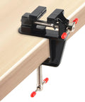 Compact Mini Vise Clamp With A Rock Solid Hold For Woodworking Carving And Jewelry Diy Tasks Dead Simple Table Clip Mount Black Finish on table edge.
