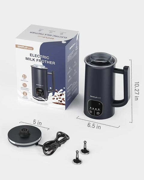 4 In 1 Electric Milk Frother With LED Touch Screen Auto Foam Maker For Lattes Cappuccinos Macchiatos And Milk Warmer box and components