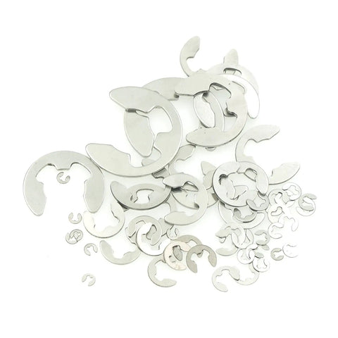 500 Piece Metric E Clips Kit In 304 Stainless Steel With 14 Sizes From 1.5mm To 15mm Side Mount External Retaining Rings Assortment