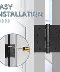 Easy installation of Six Pack Tough As Nails 4 Inch Stainless Steel Door Hinges Heavy Duty Ball Bearing Action Matte Black Finish.
