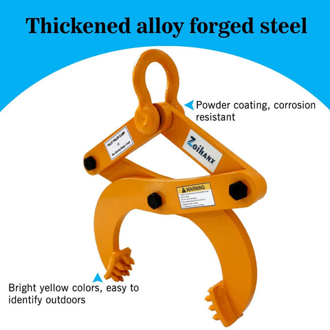 Heavy Duty Pallet Puller 1 Ton Capacity With 6 Inch Jaw Opening Rugged Pallet Clamp For Lifting Stump And Shrub Pulling Industrial Grade Steel Easy Grip Trusted Performance, orange steel clamp