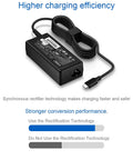 65W USB-C Laptop Charger For USB-C Laptops And Chromebooks, Multi-Voltage Power Adapter With 5V 3A / 9V 3A / 12V 5A / 15V 4.33A / 20V 3.25A Output, Worldwide 100-240V Input, Slim USB-C Power Adapter with black cable