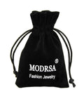 Black drawstring pouch with 'MODRSA Fashion Jewelry' text, suitable for holding Industrial Barbell Earrings Set 14g Stainless Steel