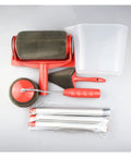 Premium Paint Roller And Brush Kit With Leak Proof Design and Crisp Corner Edgers for Flawless Wall Painting, includes rollers and tools.