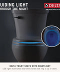Sanborne Slow Close Round Toilet Seat With Built In Child Seat And Nightlight Soft close toilet with glowing blue nightlight