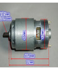 RS-775WC-A010 High Octane Carbon Brush DC Motor 21000 RPM 14.4V side view showing dimensions and shaft details.