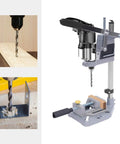 Beefy Sturdy Drill Press Adapter Stand for Floor or Table Use, aluminum base, shown freestanding with universal bench clamp.