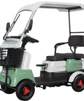 Buffed 650W Electric Golf Cart With Sweet 13 Mph Speed And Bountiful 440 Lb Load Capacity featuring two seats and a front basket.