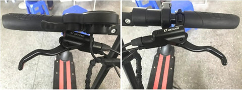 2 Pin Safety Cut Off Brake Levers for Electric Bikes and Scooters Motor Power Off Brake Handles Left Hand Black Brake Lever for Safer Rides and Instant Cutoff Switch, mounted on black handlebar with grip.