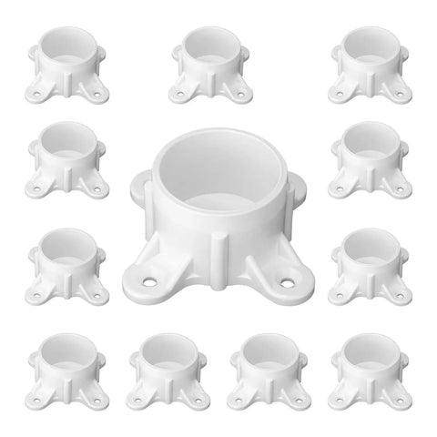 PVC Flange Fittings For One And A Half Inch PVC Pipe 12 Pack Gloss White Table Screw Caps For DIY Rod Holder Projects