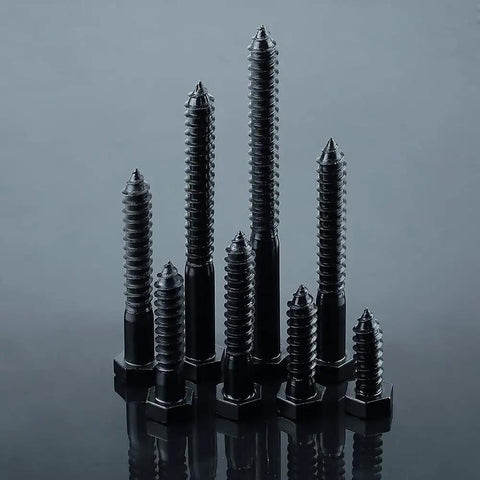 Heavy Duty 1/2 X 1-1/2 Inch Black Hex Head Lag Screws Bolts 8 Pc Pack For Decks And Wood Projects, 304 Stainless Steel 18/8 With Black Oxide Finish