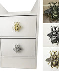 Bee Shaped Brass Wardrobe Knob And Cabinet Pull Handle For Cabinets And Drawers Single Hole Mount Silver Finish Durable Zinc Alloy