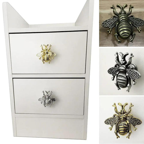 Bee Shaped Brass Wardrobe Knob And Cabinet Pull Handle For Cabinets And Drawers Single Hole Mount Silver Finish Durable Zinc Alloy