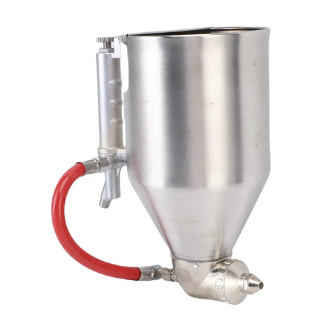 Industrial Grade Pneumatic Cement Mortar Sprayer With 6 Interchangeable Nozzles For Exterior Wall Textured Paint Plaster And Diatom Mud 3.5 Liter Large Capacity Stainless Steel Hopper Gun 1/4 Inlet Nipple rugged stainless steel hopper and air inlet hose.