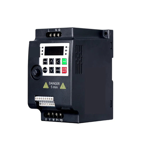 3 Phase VFD Variable Frequency Drive Inverter 0.75KW To 5.5KW 220V-380V For 3 Phase Motors, front view with terminal block and control panel