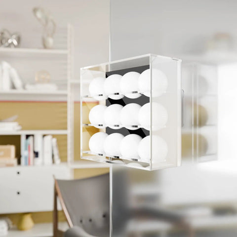 Wall Mount Acrylic Golf Ball Display Case With 3 Tiers Holds 12 Balls, Clear Showpiece on office wall