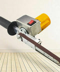 Badass Handheld Electric Belt Sander With Seven Adjustable Speeds And Killer Apex Edge Sharpening Setup, showing motor and belt.