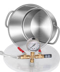 Premium 304 Stainless Steel Vacuum Chamber Degassing Tank For Epoxies And Wood Stabilization with visible pressure gauge and silicone seal.