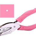 Handheld Paper And Leather Hole Punch, 6.3 Inch Long, One Sixteenth Inch Hole Diameter, pink soft thick leather cover