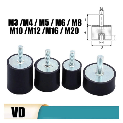 Heavy Duty Rubber Shock Absorber Studs With Pro Male To Female Threading For Solid Machinery and Elite Damping stacked in different sizes