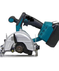 Forget The Cords Grab This 5 Inch Rechargeable Circular Saw Built Heavy Duty For Cutting Plywood Thin Metal And Plastic A Smooth Operator For DIY Home Projects side view with battery and handle.