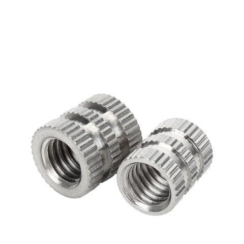 M8 Stainless Steel Knurled Insert Nuts With Through Hole Heat Set Embedding For Injection Molding Beefed-Up 304 Stainless Steel