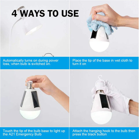 4 ways to use 4 Pack Rechargeable Battery Backup LED Light Bulbs For E26 And E27 Bases Emergency Home Power Outage Lighting