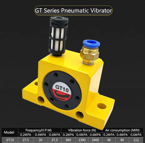 Set Of 2 Pneumatic Air Turbine Vibrators One Eighth Inch Silent Golden Finish Industrial Wheel Type Vibrators For High Speed Eccentric Vibration In Food And Pharmaceutical Applications Durable And Rugged Construction, GT10