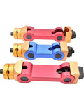 Universal Cnc Mill Machine Positioner With Dead On Accurate Adjustable Workpiece Stop Block, three colorful aluminum components.