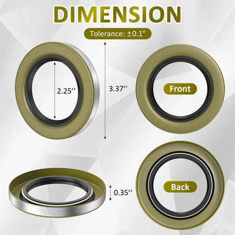 Pack of 4 Sanyasi trailer hub grease seals, double-lip, ID 2.25 in, OD 3.376 in, for Dexter Texcom 5200-7000 lb axles