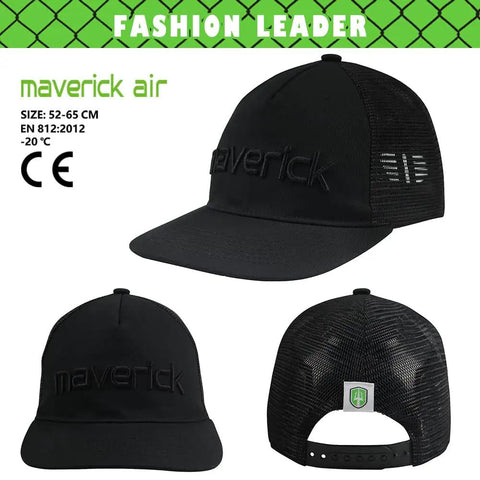 Maverick-Air Series Bump Cap With Extra Venting Baseball Cap Style Head Protection, Ultra Lightweight Breathable Hard Hat For Men And Women, All Day Comfort, Durable Black, front and back view showing mesh panels and adjustable strap.