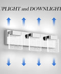 Three Light Vanity Light Fixture In Stainless Steel Chrome Finish with Transparent Acrylic Diffusers for Modern Homes