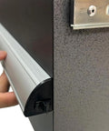 Close-up of Heavy Duty Metal 4 Drawer Storage Cabinet For Garage And Workshop handle, showing tough steel construction.