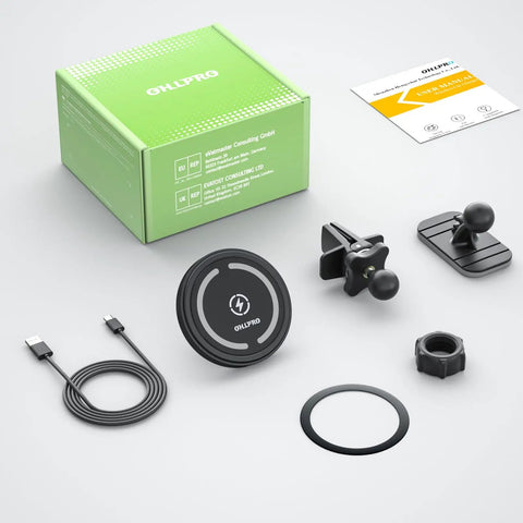 MagSafe Car Mount Charger For iPhone Wireless Car Charger With Dashboard Stick On Magnetic Holder set including accessories
