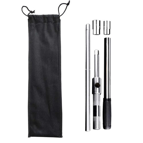 Telescoping 23 Inch Universal Lug Wrench 4 Way Tire Iron Nut Wrench Set With Storage Bag, sockets and handles shown