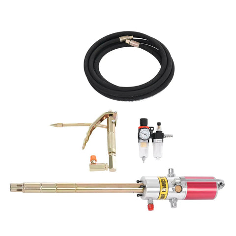 Air Operated Grease Pump 50 To 1 Ratio Pneumatic Gun with accessories, including hose and adaptors for easy lubrication.
