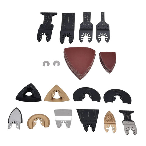 Storage Case 81-Piece Oscillating Saw Blade Kit With High Carbon Steel Multitool Blades Sanding Pads And Sand Papers