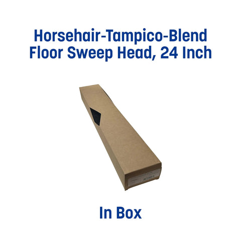 Heavy Hitter Commercial Floor Sweep Head, 24 Inch Horsehair And Tampico Blend, packaged in box.